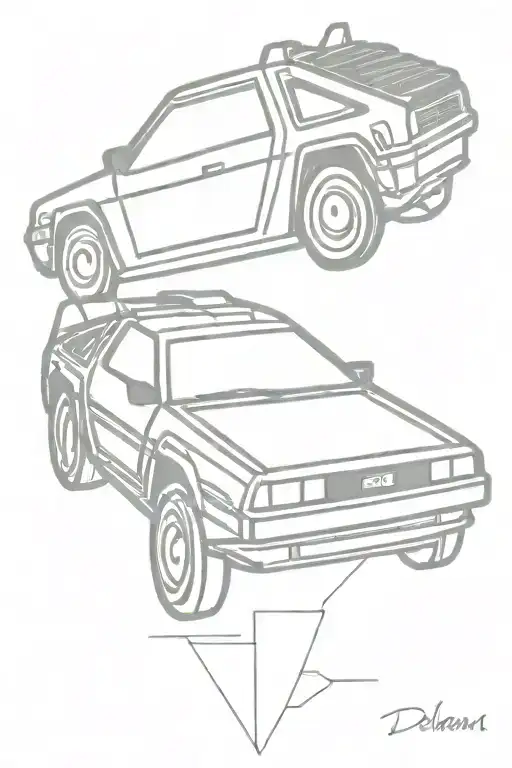 delorean car tattoo design idea