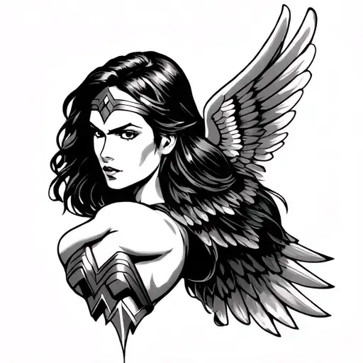 Wonder Woman symbol cuff tattoo with wings tattoo design idea
