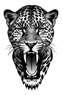 leopard growling tattoo design idea