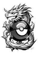 Pokeball, Yugi Oh MIlennium Puzzle, Dragon Quest - Dragon Crest tattoo design idea