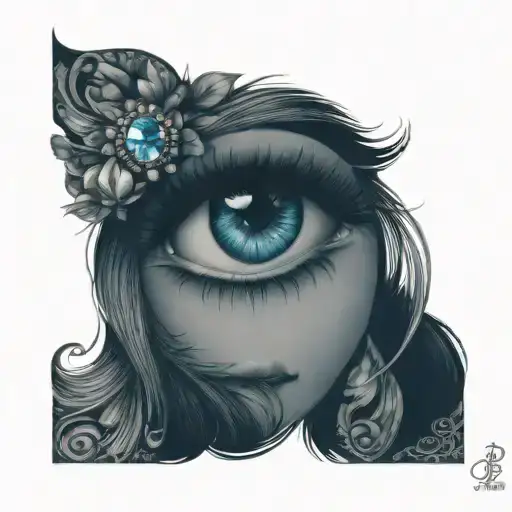 gypsy eye with gems tattoo design idea