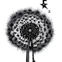 Dandelion small letter E star sign Gemini tattoo design idea