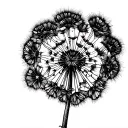 Dandelion small letter E star sign Gemini tattoo design idea