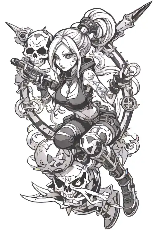 Jinx league of legends tattoo design idea