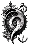 use compass and anchor to create a semicolon tattoo design idea