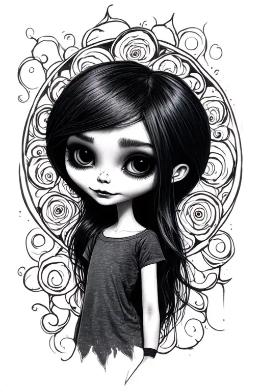Coraline Tim Burton inspired tattoo design idea