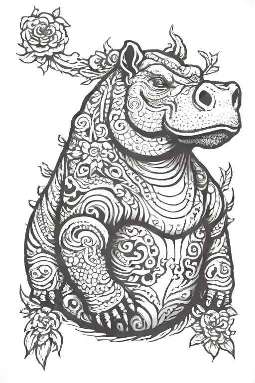 hippopotamus tattoo design idea