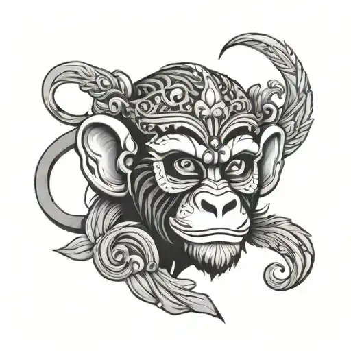 monkey Venetian Mask tattoo on left chest tattoo design idea