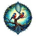 space tree of life finches dna double helix intertwined tattoo design idea