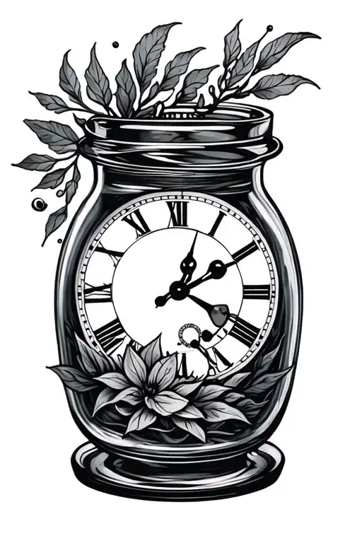 time in a bottle tattoo design idea