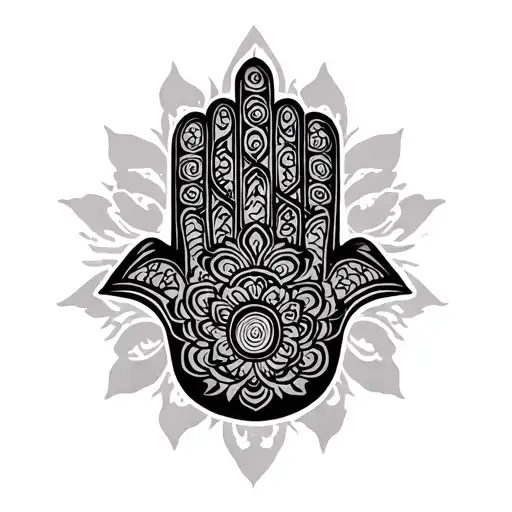 chinese hamsa hand tattoo design idea