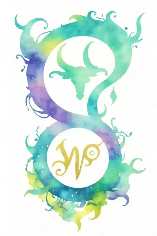 Virgo and Taurus zodiac symbol tattoo design idea