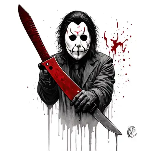 Michael Myers blood knife tattoo design idea