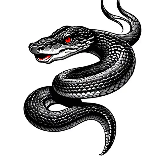 Simple and fine snake tattoo in red ink rather small tattoo design idea
