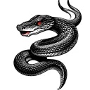 Simple and fine snake tattoo in red ink rather small tattoo design idea
