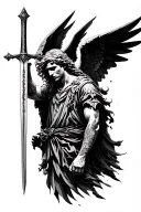 arch angel Michael with sword tattoo design idea