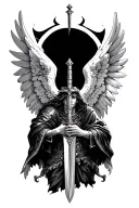 arch angel Michael with sword tattoo design idea