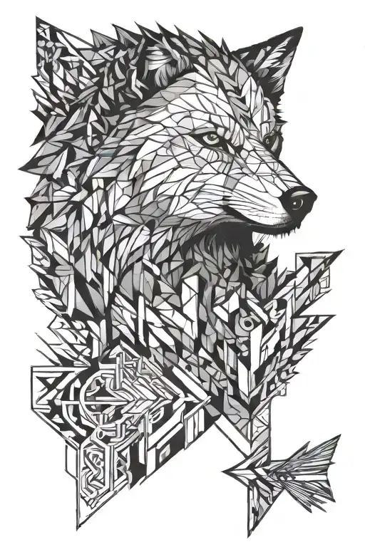 arrow peircing house stark wolf  tattoo design idea