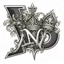 letter N in slight cursive font with female crown and 20.7.24 below it tattoo design idea