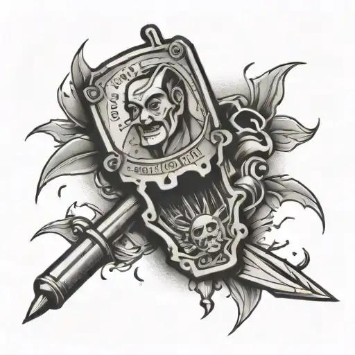 crypto money drill criminal tattoo design idea