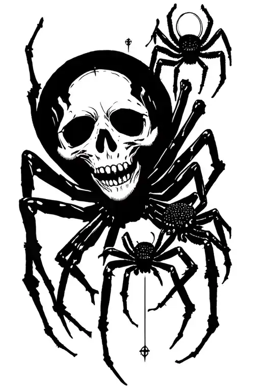 skull creeper small spiders tattoo design idea