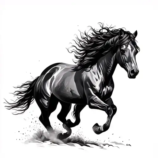 wild horses running tattoo design idea
