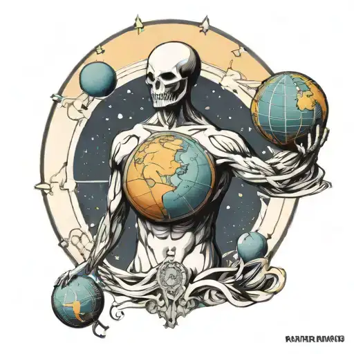 faceless atlas with a celestial sphere on his back tattoo design idea