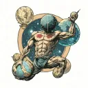 faceless atlas with a celestial sphere on his back tattoo design idea
