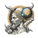 faceless atlas with a celestial sphere on his back tattoo design idea