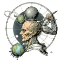 faceless atlas with a celestial sphere on his back tattoo design idea