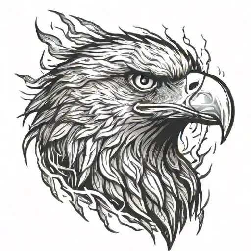 eagle eyes staring menacingly with lightning behind tattoo design idea