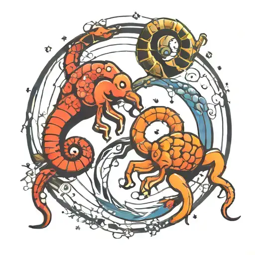 Aries and Scorpio constellation intertwined within tattoo design idea
