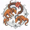 Aries and Scorpio constellation intertwined within tattoo design idea