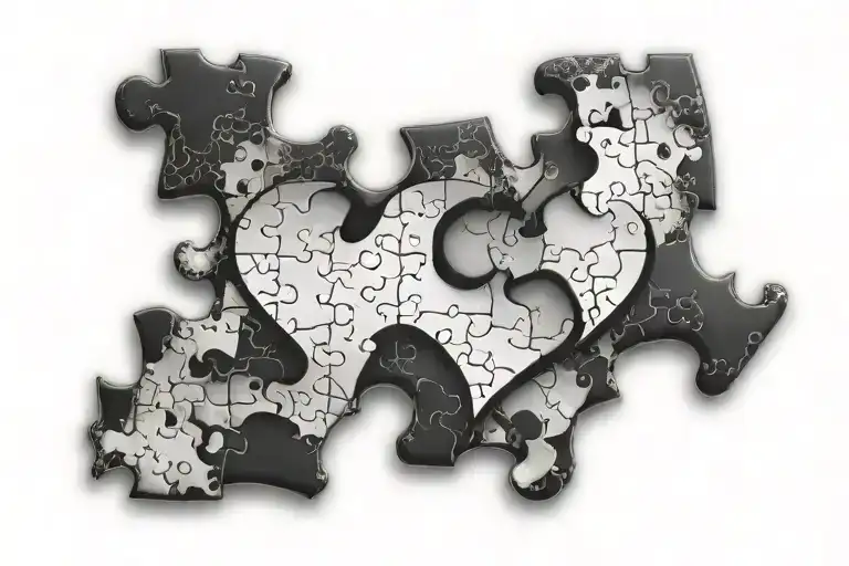 puzzle piece with a heart shape tattoo design idea