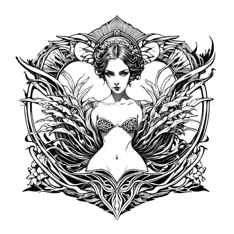 art deco sea motif BioShock tattoo design idea