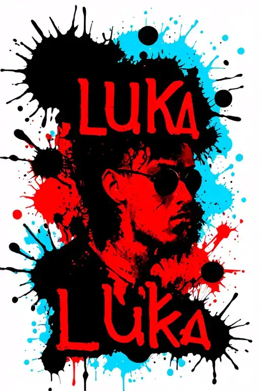 black name Luka with Shadowsa and black, Blue and red backgroumd tattoo design idea