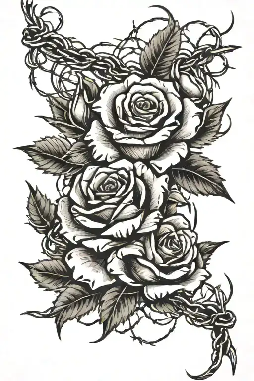 Barbed wire roses, darkness tattoo design idea