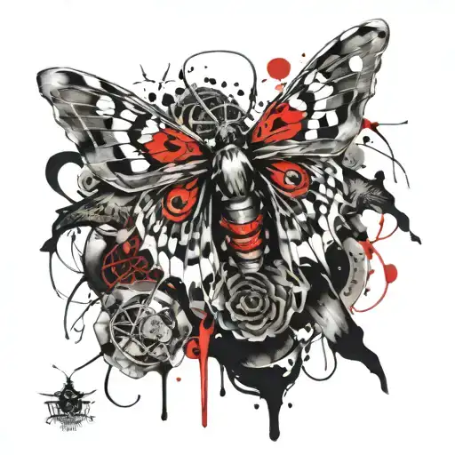 death moth and demons tattoo design idea