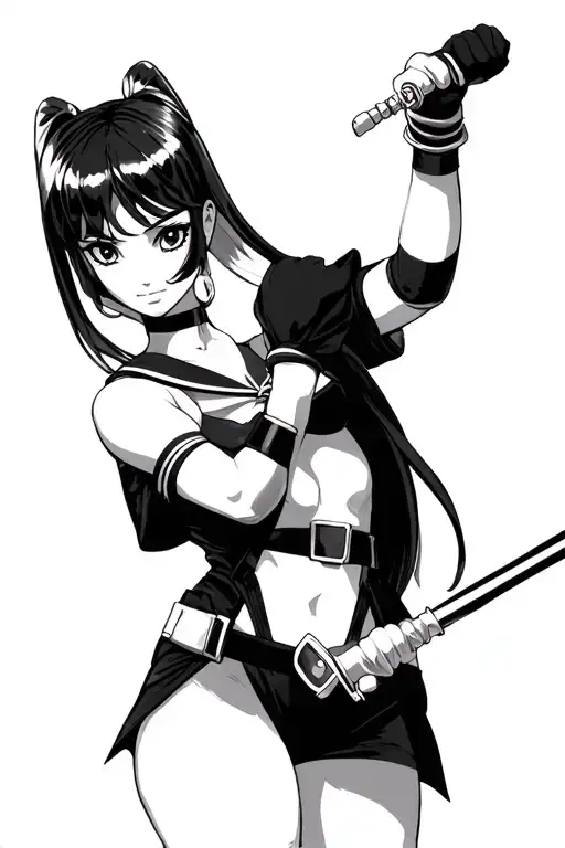 sailor moon in a sucker punch outfit inspired holding kitana tattoo design idea