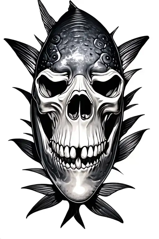 they mask tuna salmon skull tattoo design idea