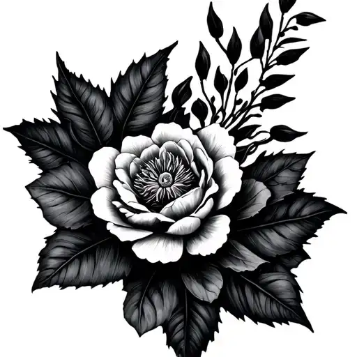 spooky floral tattoo design idea