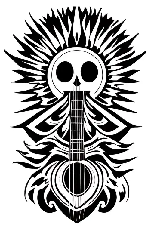 sun burst colored Acoustic tattoo design idea