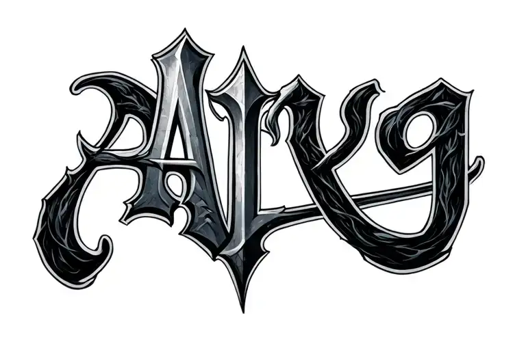 the name arya written with arya starks sword tattoo design idea