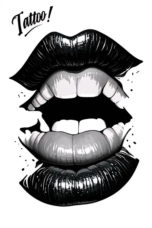 smile face with a phrase istead of lips tattoo design idea