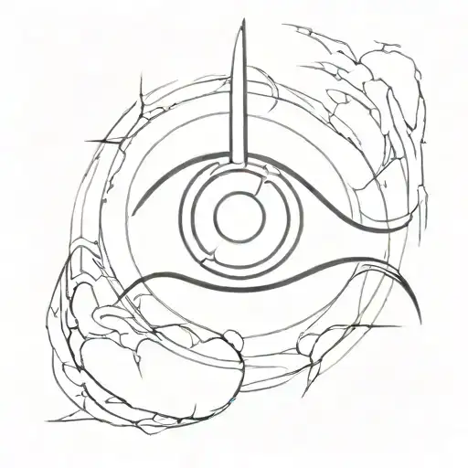A minimalist silhouette of the Eye of Sauron from Lord of the Rings tattoo design idea