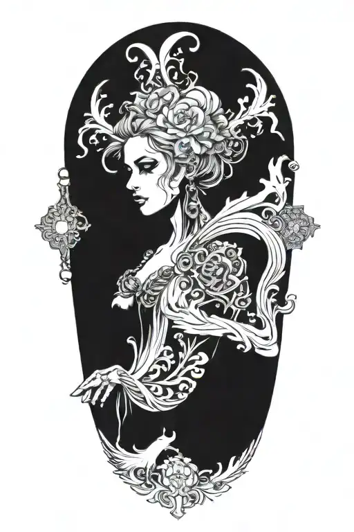fortuna goddess sexy fit tattoo design idea