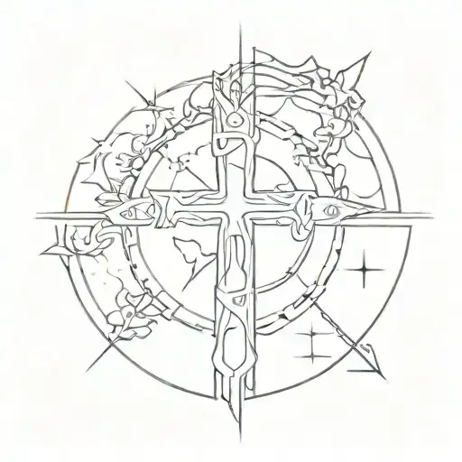 Ok I want a sort of a biblical tattoo, a cross, maybe incorporate some wings on it and incorporate the sun and moon. Als tattoo design idea