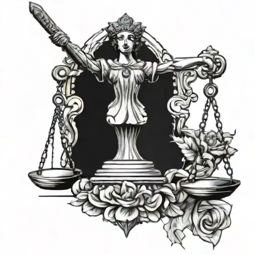 lady justice lion tattoo design idea