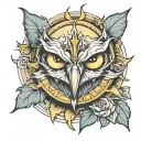 evil chicks face inside a sun tattoo design idea