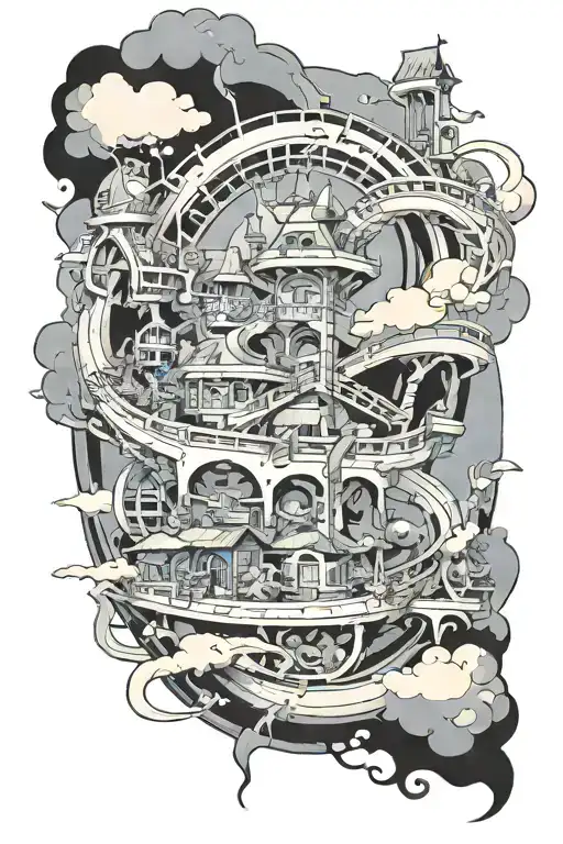 roller-coaster through the 7 realms   tattoo design idea